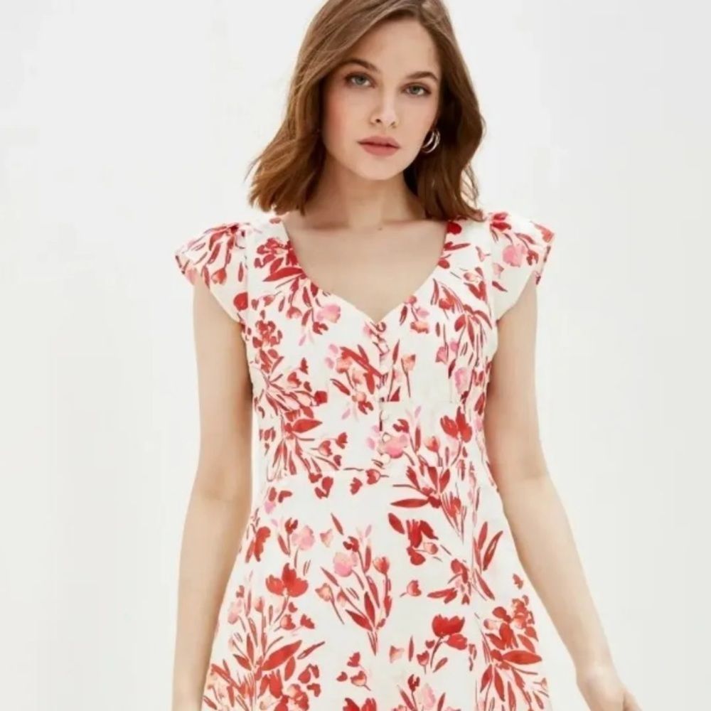 Banana Republic floral dress size 6 linen blend